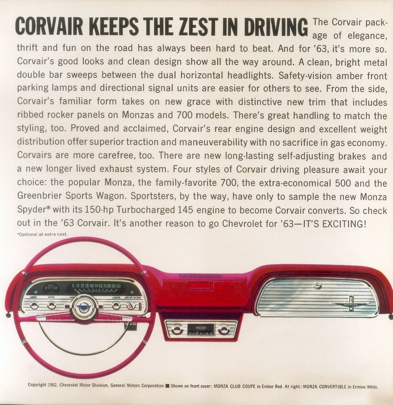 1963 Chevrolet Corvair Brochure Page 8